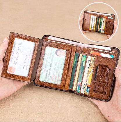 Multi-functional RFID Blocking Waterproof Durable Genuine Leather Wallet