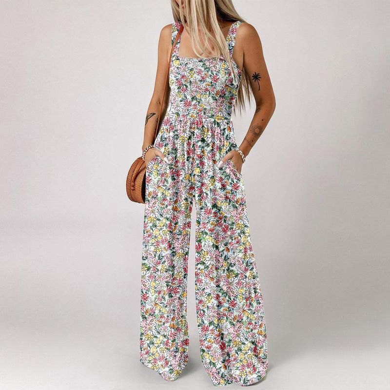 Women’s Casual Print Sleeveless Overalls Jumpsuits