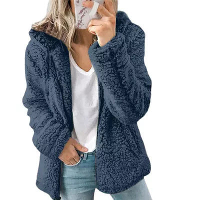 Women Open Front Hooded Cardigan Pocket Outwear