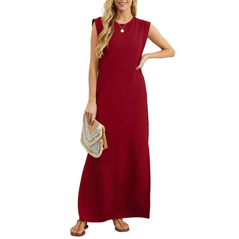 Women's Wrinkle-Free Casual Dress with Split Hem