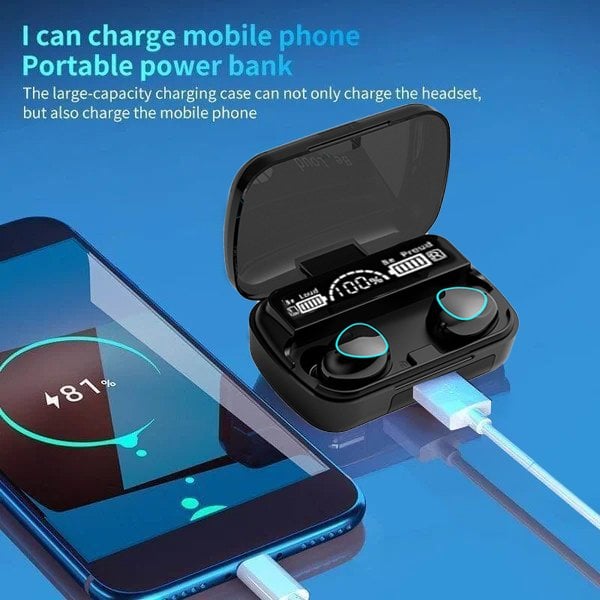 TWS BLUETOOTH 5.1 EARPHONES WATERPROOF CHARGING BOX