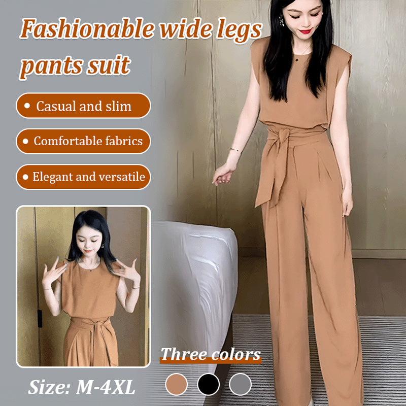 Fashion Sleeveless Wide-Legged Pants Set