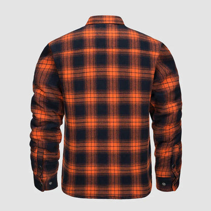 Men's Flannel Shirt Jacket Long Sleeve Quilted Lined Plaid Coat Button Down Thick Outwear for Winter