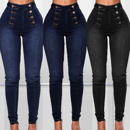 Double Breasted High Waist Skinny Jeans