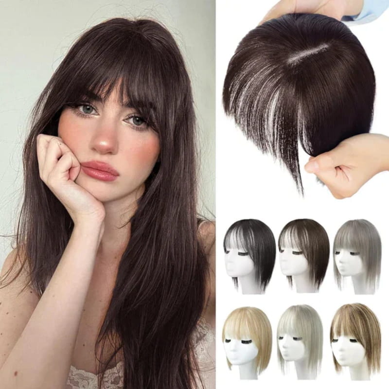 🎁Christmas sale🎅🔥Natural Hair Toppers with Bangs for Women