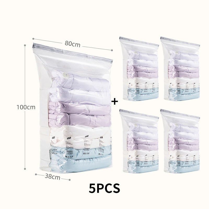 5PCS Reusable Vacuum-Free Compression Storage Bags