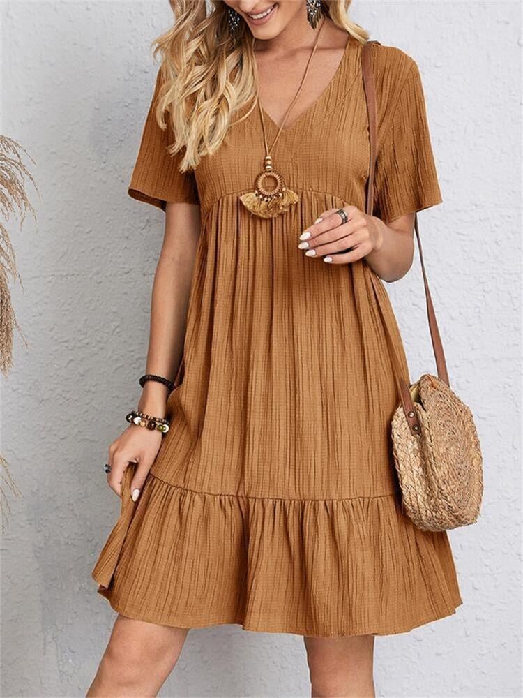 💃Loose Casual Tie Waist Flowy Dress👚