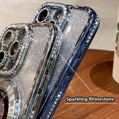 Glitter Rhinestones Magnetic with Invisible Stand For iPhone Case