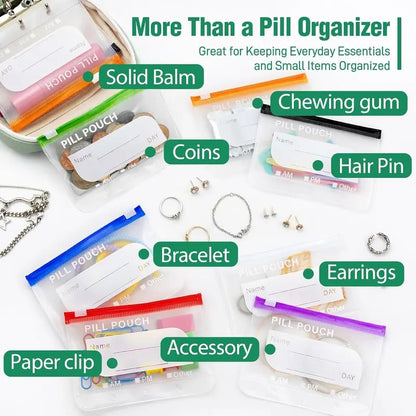 💊A8 Waterproof Pill Pouch Set – 7 to 14 Days of Meds & Vitamins💧Waterproof & Crush-Resistant Shell