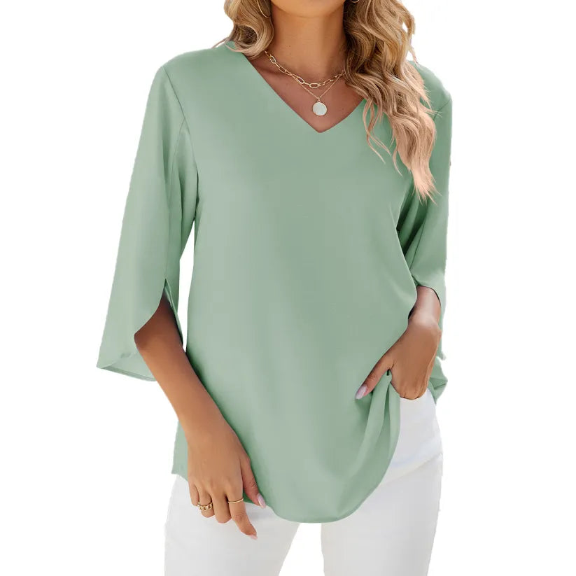 Women's Summer Short Sleeve V-Neck Top