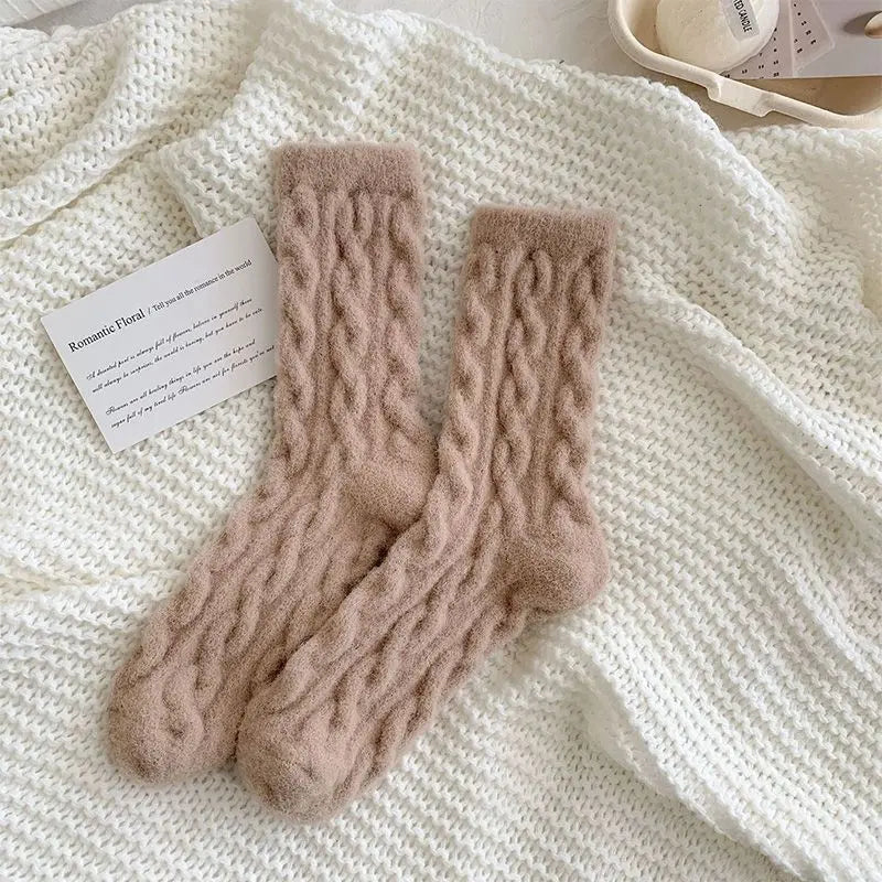 Soft Waxy Macaron Color Thermal Socks for Women - Great Gift