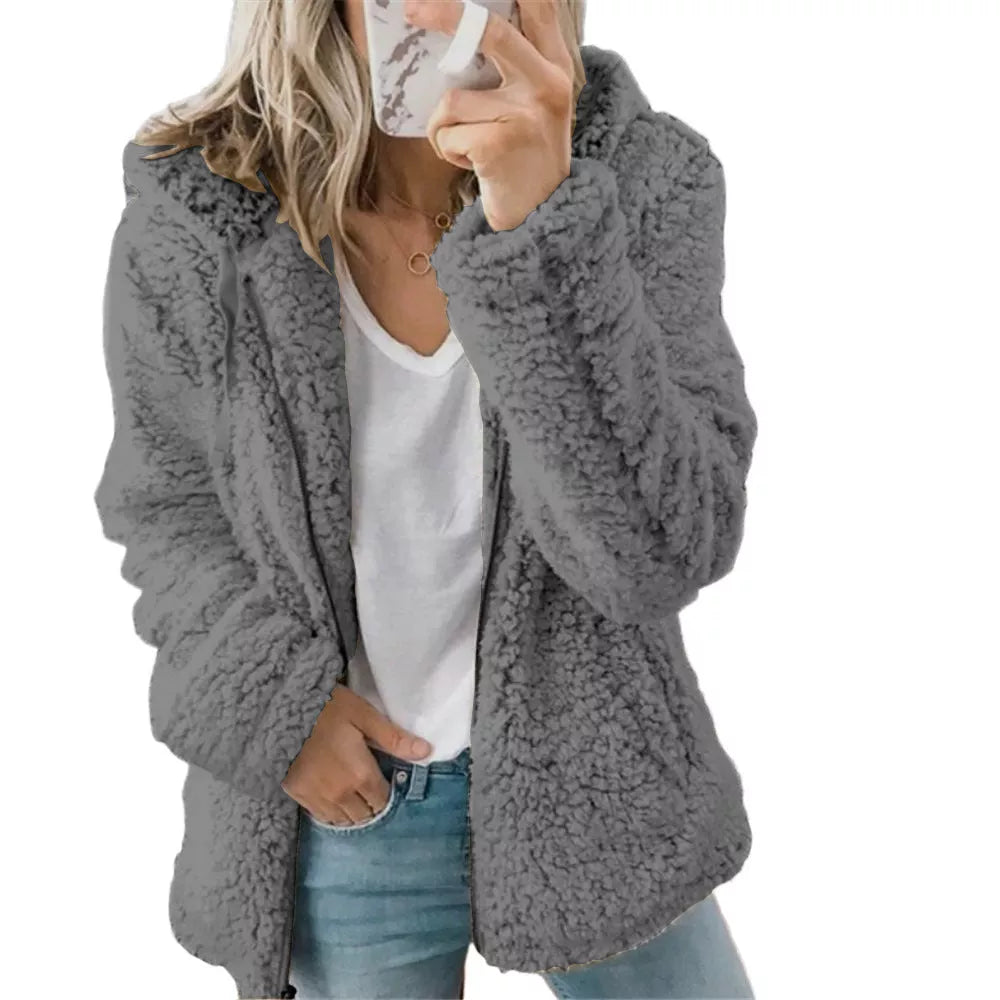 Women Open Front Hooded Cardigan Pocket Outwear