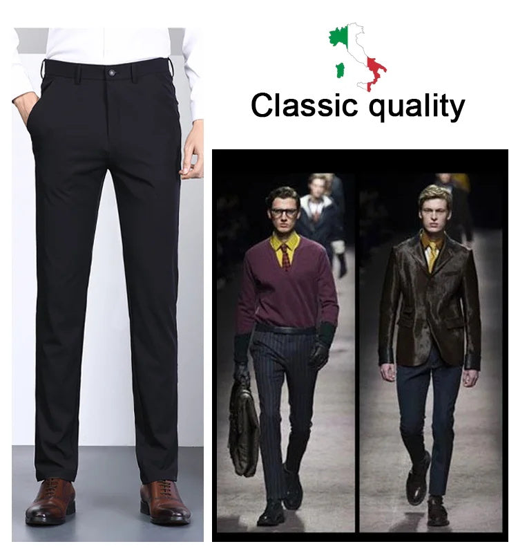 Elastic And Anti-crease Ice Silk Suit Pants