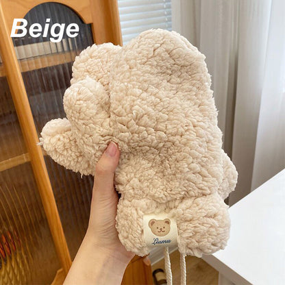 Cozy Bear Plush Warm Gloves with String🧤