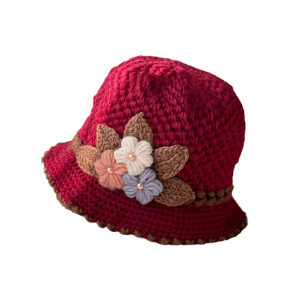 🔥Christmas Sale 55% OFF--French Thickened Women's Floral Knitted Hat