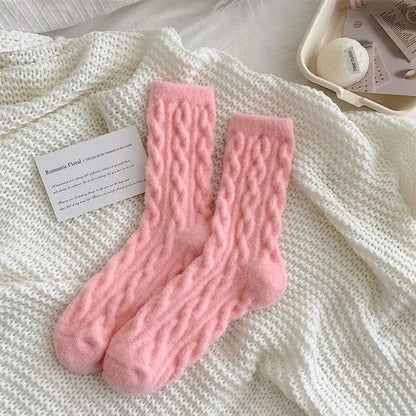 Soft Waxy Macaron Color Thermal Socks for Women - Great Gift