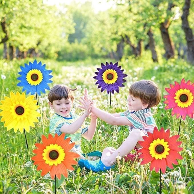 Colorful Sunflower Windmill-For Decoration Outside Yard