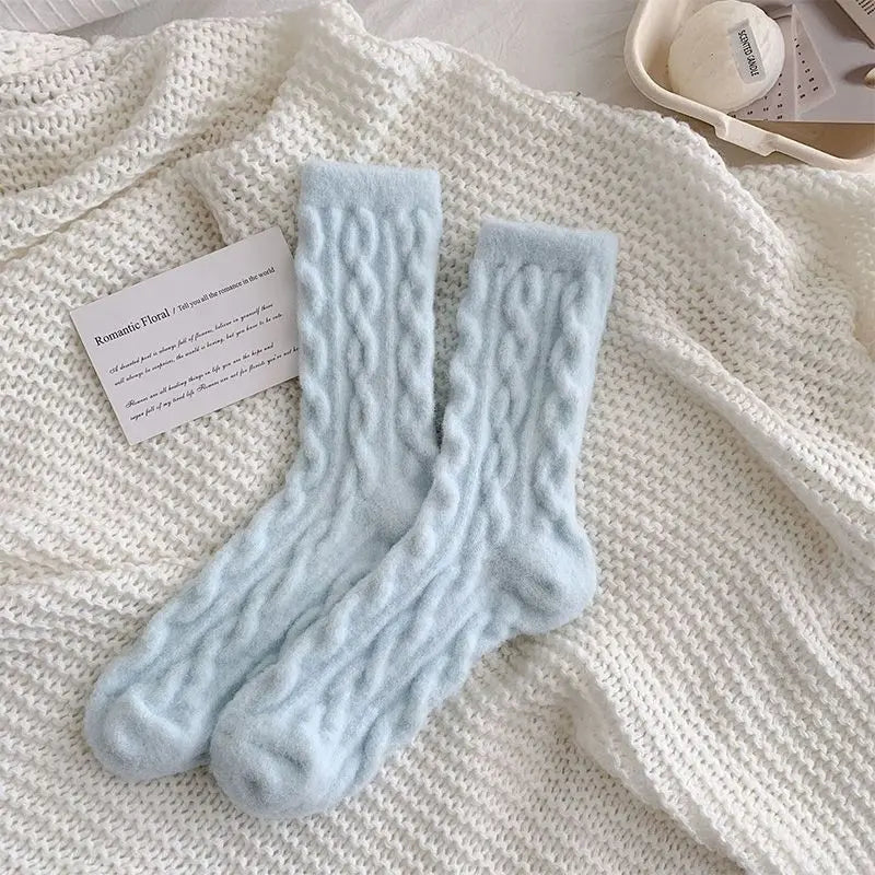 Soft Waxy Macaron Color Thermal Socks for Women - Great Gift