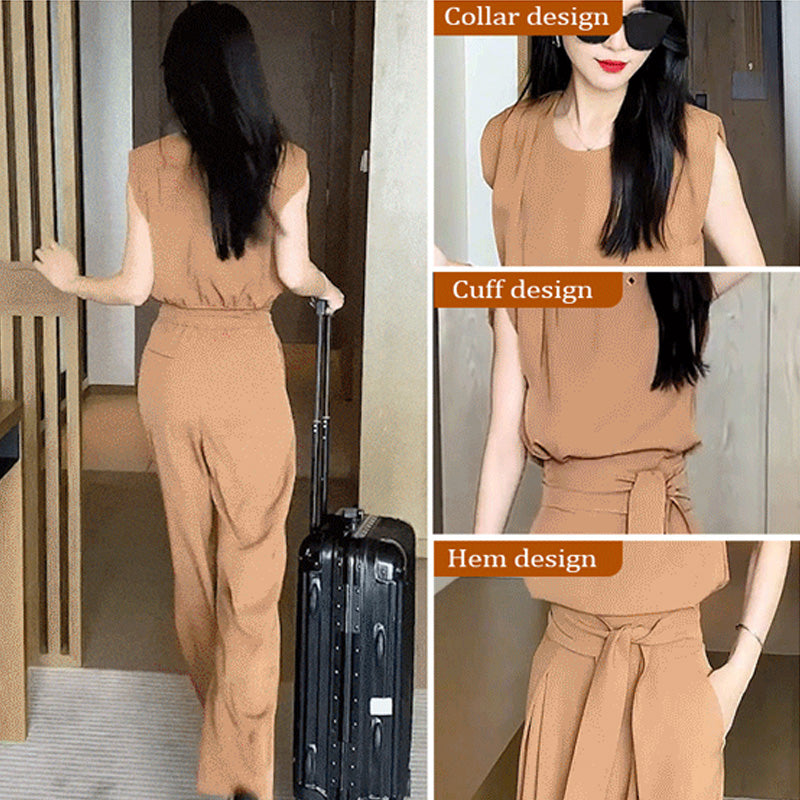 Fashion Sleeveless Wide-Legged Pants Set