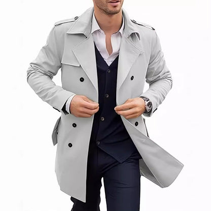 Men's Lapel Double Breasted Coats with Pockets