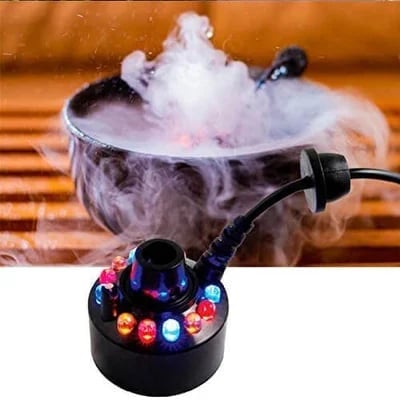 12-LED Ultrasonic Mist Maker Fogger – Creates cool mist & colourful light – Perfect for humidifiers, fountains or Halloween decor – runs quietly in water 💧✨