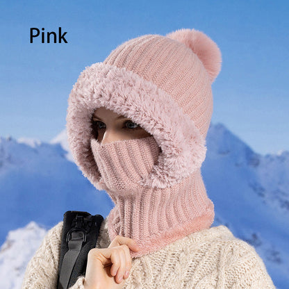 Women's Winter One-Piece Knitted Beanie Scarf Mask