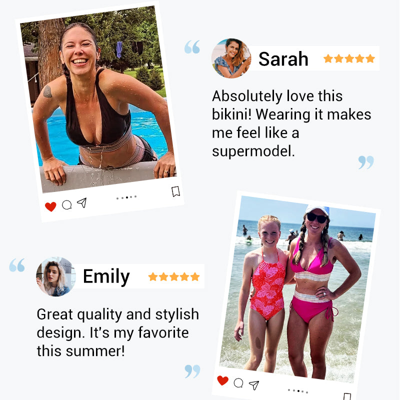 👙High Waisted Tummy Control Colour Block Bikini Sets
