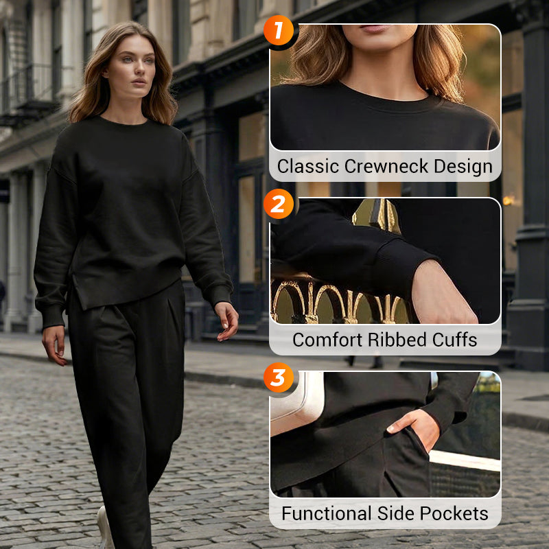 🔥Women's Irregular Hem Top & Casual Pants Set