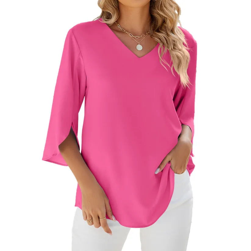 Women's Summer Short Sleeve V-Neck Top