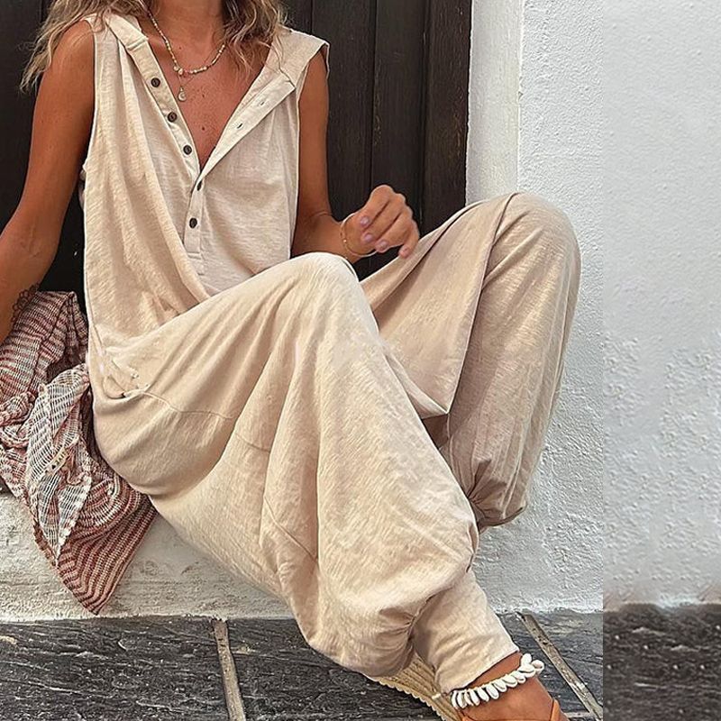 Women's Relaxed Hooded Sleeveless Jumpsuit