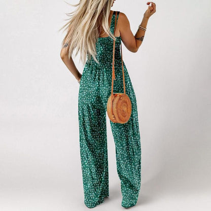 Women’s Casual Print Sleeveless Overalls Jumpsuits