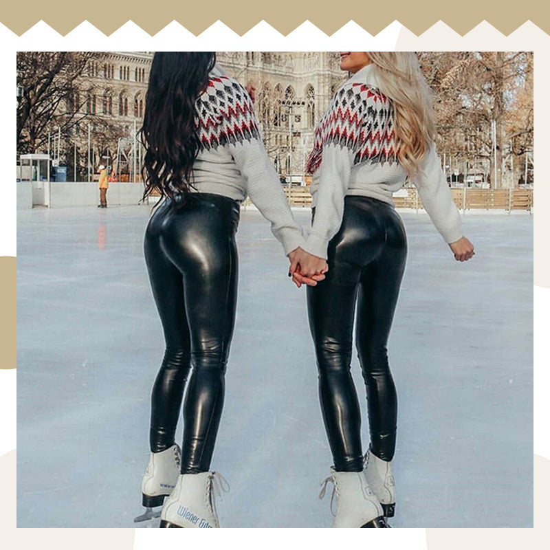 ✨ S-shaped Thickened PU Leather Leggings