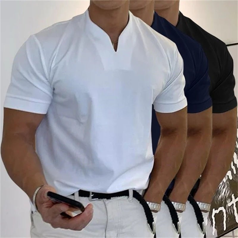 Men Gentlemans Business Short Sleeve Fitness T-shirt