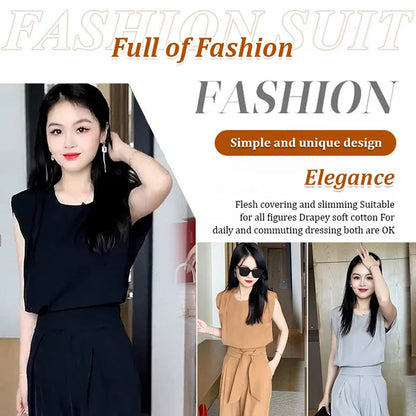 Fashion Sleeveless Wide-Legged Pants Set