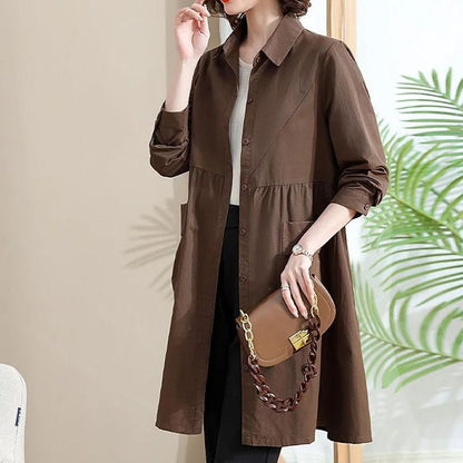 Women’s Mid-length Trench Coat Casual Windbreaker