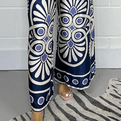 Women’s Stylish Printed Satin Wide-Leg Pants