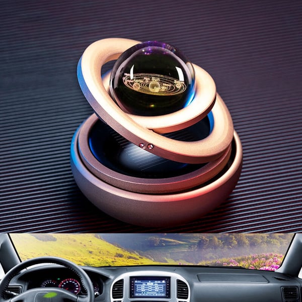 Solar Rotating Double Ring Suspension Car Aromatherapy Ornament