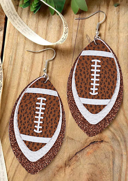 Football Sequined Three-Layered PU Leather Earrings