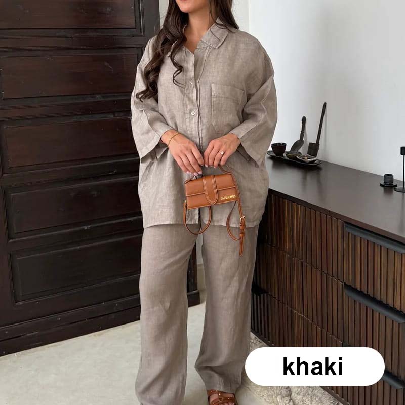 🔥Women's Cotton Linen Shirt and Pants Set