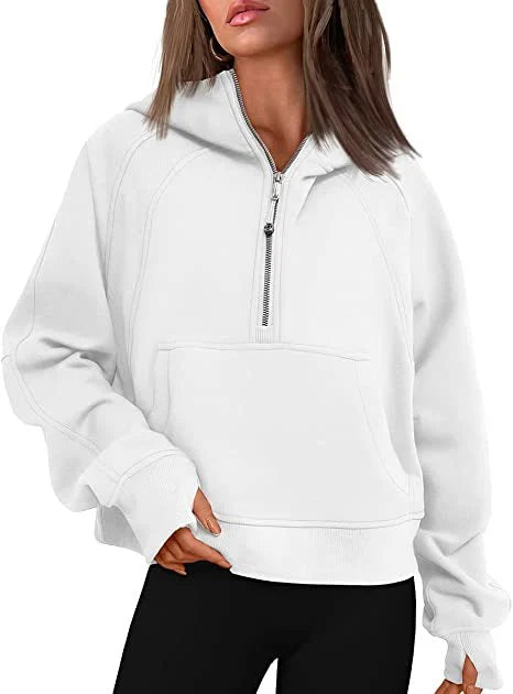 Ladies Half Zip Hoodie Sweatshirt