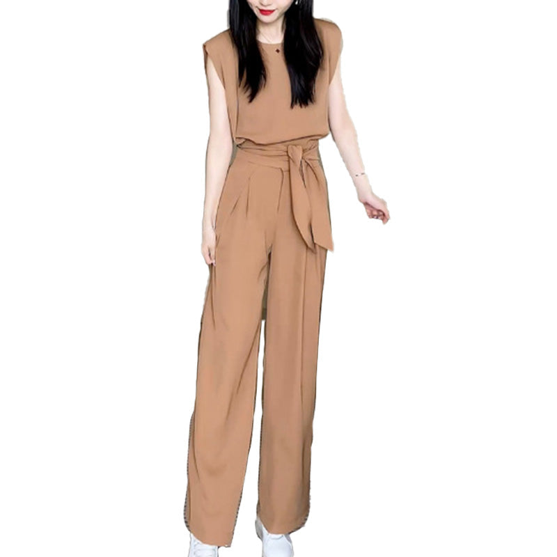 Fashion Sleeveless Wide-Legged Pants Set