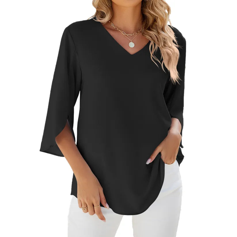 Women's Summer Short Sleeve V-Neck Top