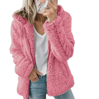 Women Open Front Hooded Cardigan Pocket Outwear