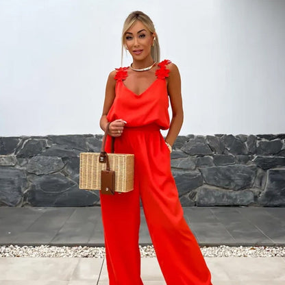 Women's Sleeveless Wide Leg Jumpsuit