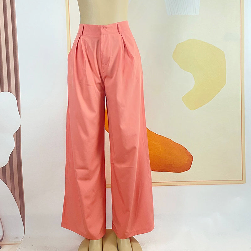 High Waist Casual Pants with Wide Legs