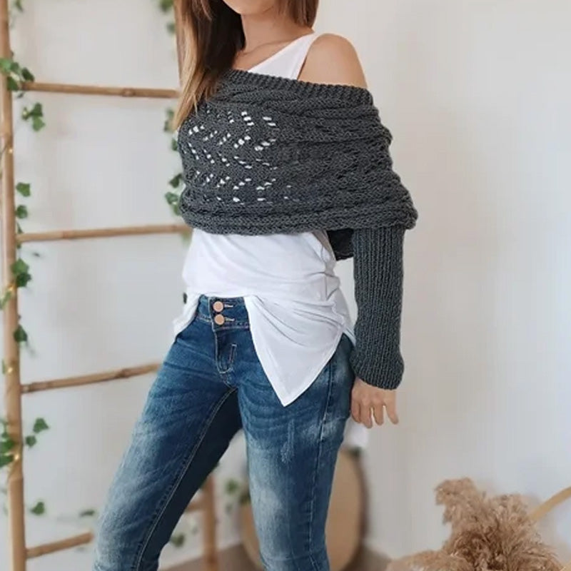 🔥Women’s Knitted Cut-Out Shawl Poncho Wrap