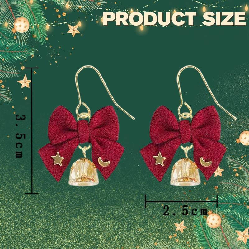 Red Bow Earrings with Bells