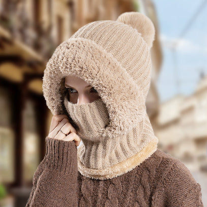 Women's Winter One-Piece Knitted Beanie Scarf Mask