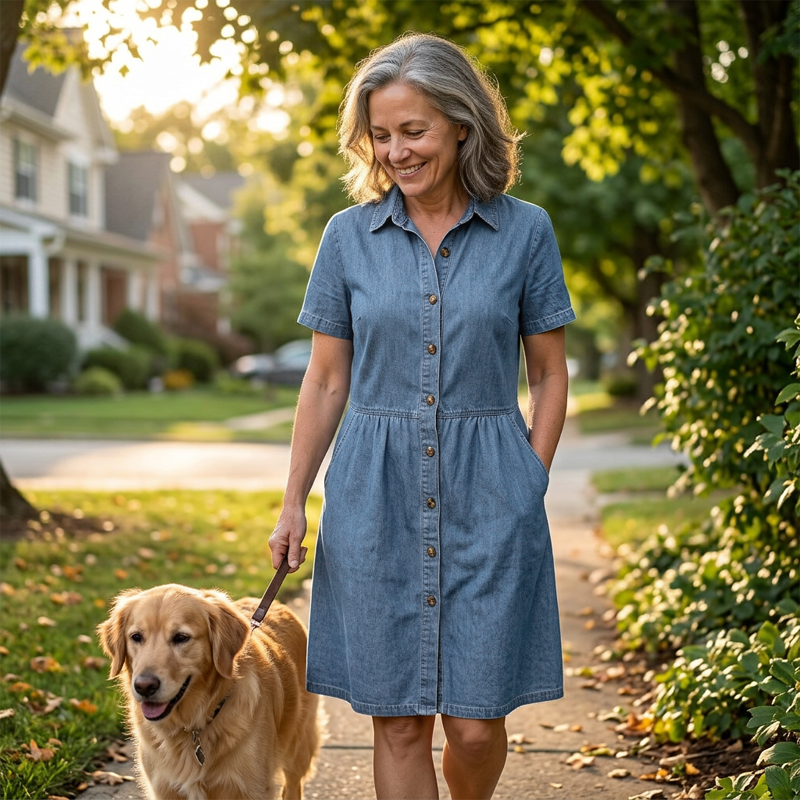 🔥Limited-time offer-Women's Elegant & Casual Denim Shirt Dress
