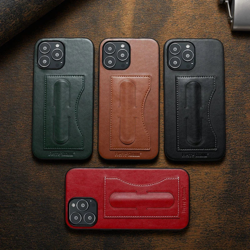 Leather Invisible Stand For iPhone Case with Card Slots